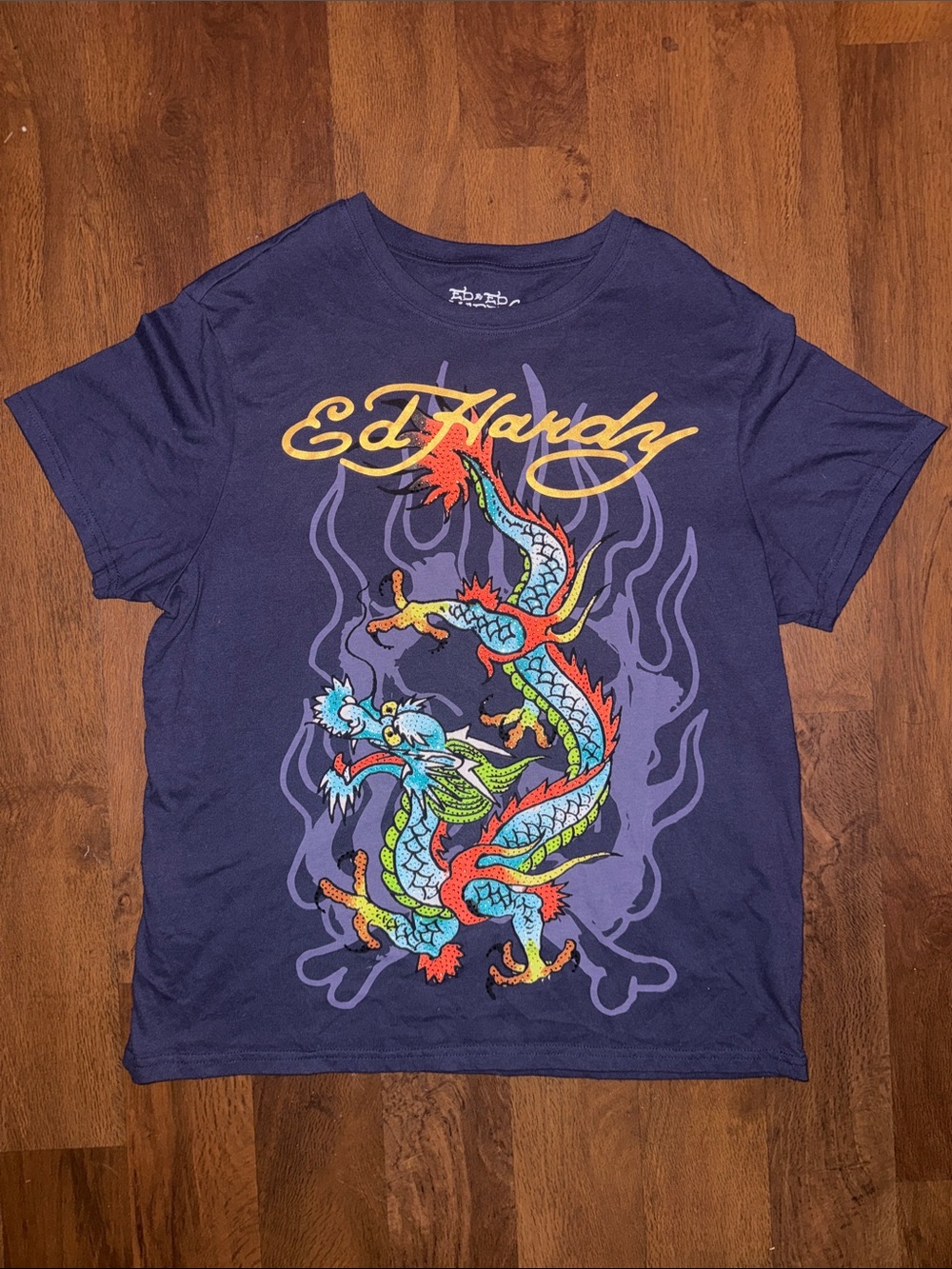 Ed Hardy Purple Short-Sleeve Crystal Dragon Graphic Tee